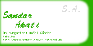 sandor apati business card