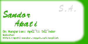 sandor apati business card